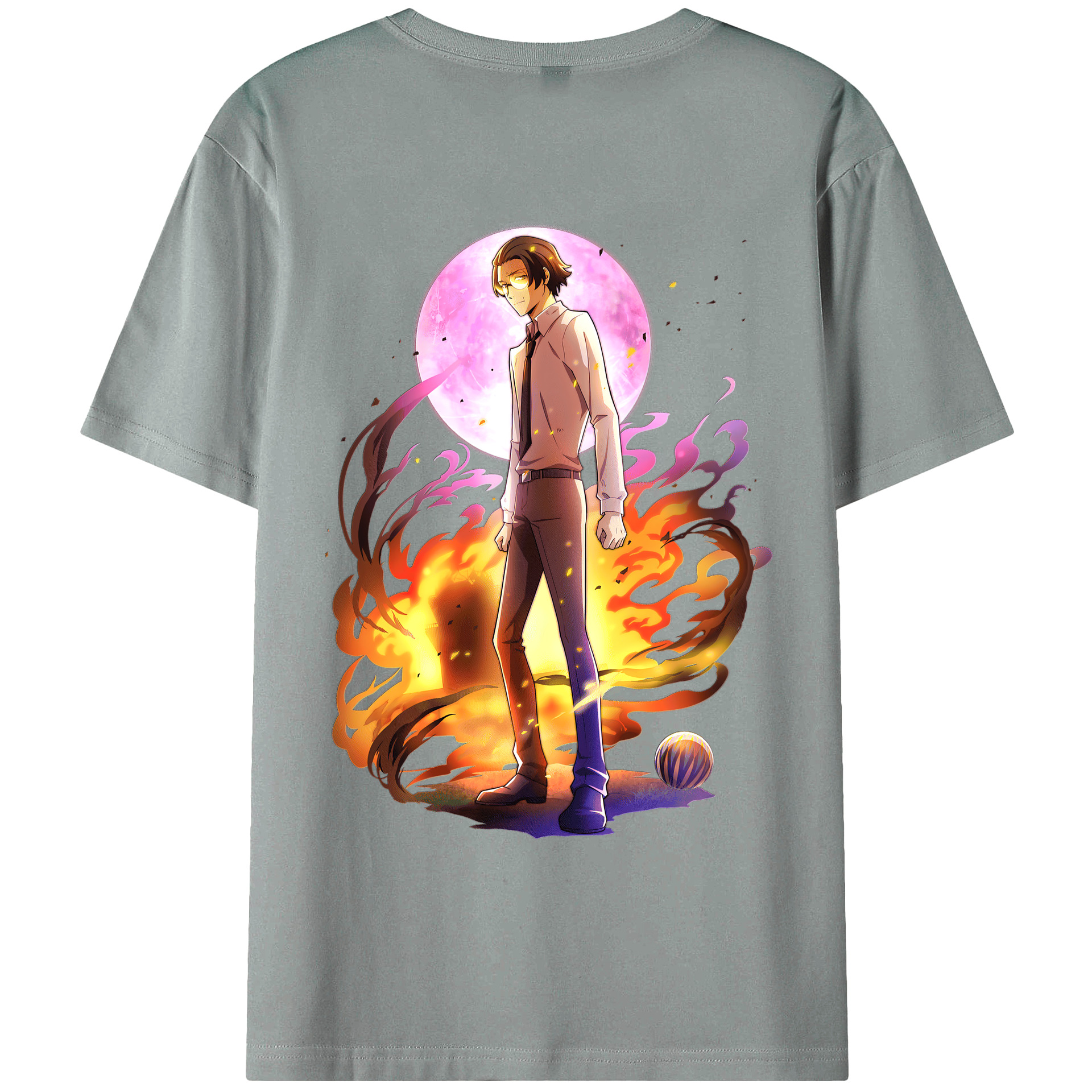 （画像用） 文豪ストレイドッグス Bungo Stray Dogs 綿100％ メンズ半袖Tシャツ（バックプリント） 通気性